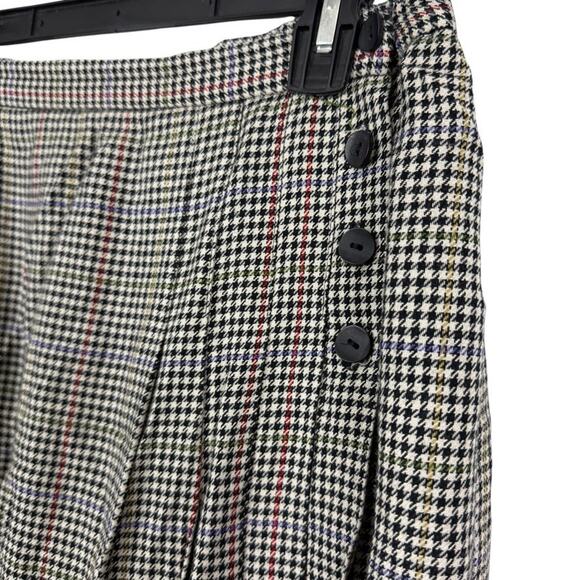 Susan Bristol Wool Blend Pleated Long Lined Houndstooth Skirt USA Made sz 12 - Picture 10 of 16